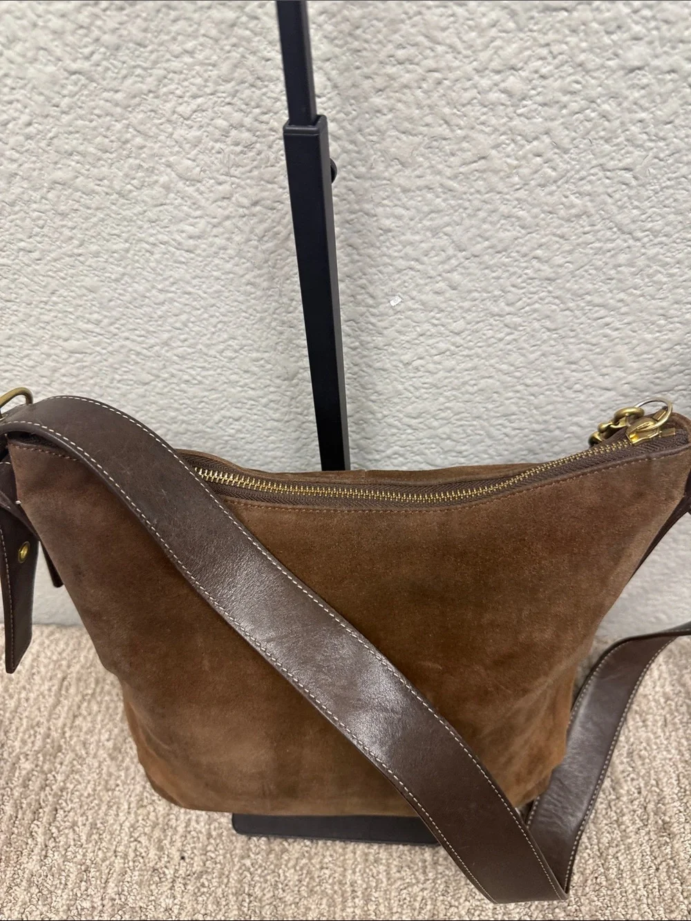 Vintage Coach Legacy Brown Suede Hobo Bag with Dark Brown Leather Strap